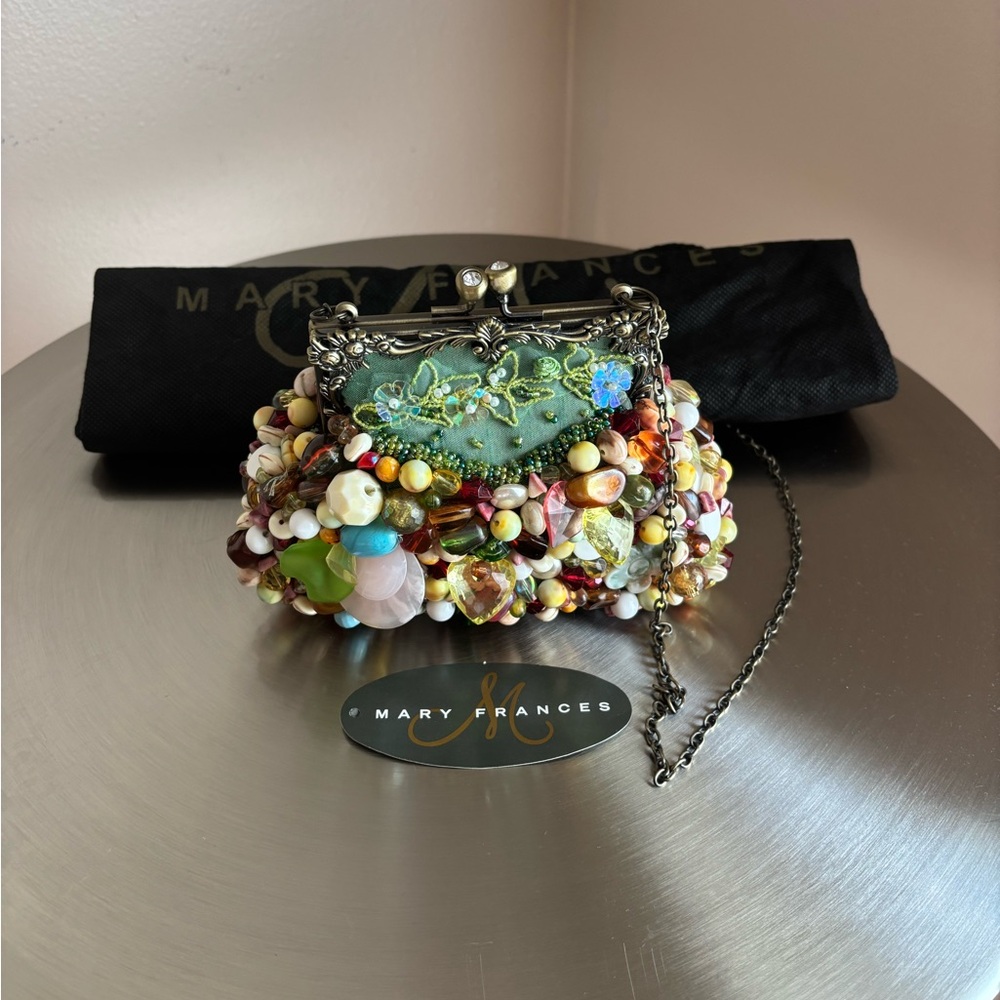Mary Frances Beaded Jewel Mini Clutch with Chain